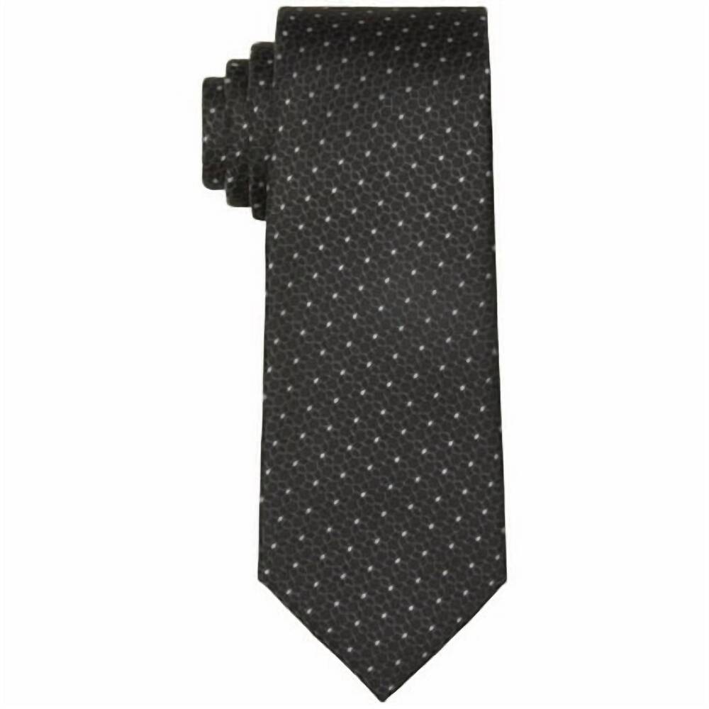 NEW CALVIN KLEIN men's flower dot slim woven tie in black